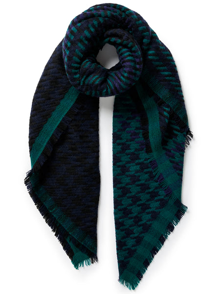 JANECARR - THE HOUNDSTOOTH SQUARE IN CHECKED CASHMERE BLEND - SERGEANT - TIED