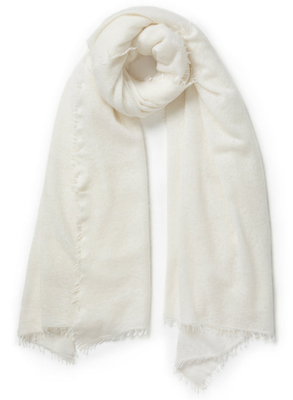 JANECARR - The Luxe Cashmere Knit Wrap, Chalk - Tied