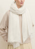 JANECARR - The Luxe Cashmere Knit Wrap, Chalk - Model