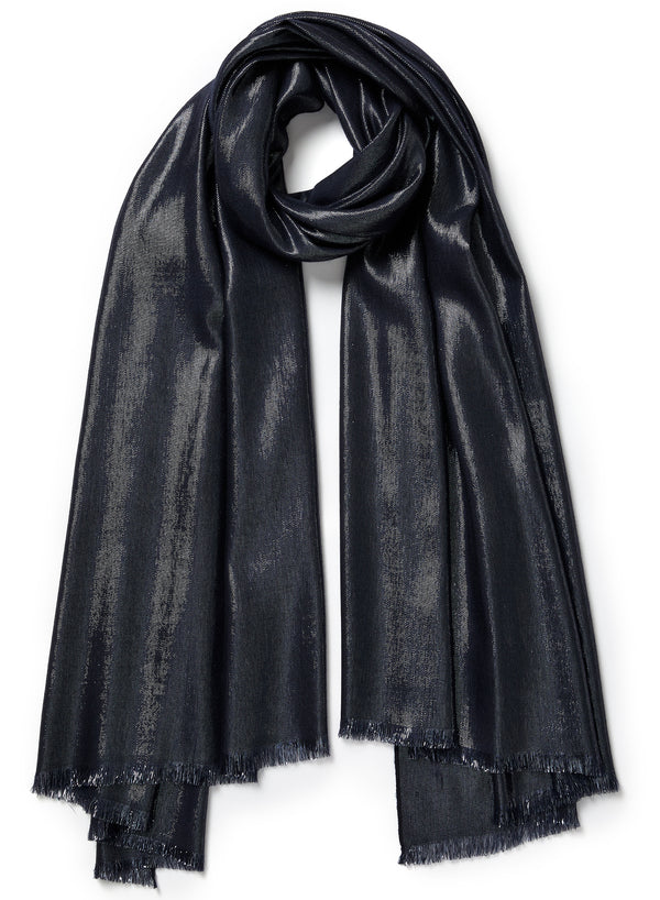 JANECARR - THE MERCURY SCARF IN METALLIC CASHMERE - MILKY WAY - TIED