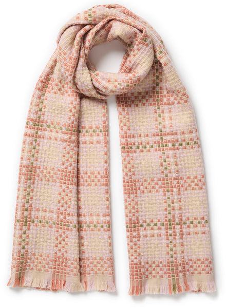 JANECARR - THE PLAID SCARF IN CASHMERE BLEND - CAMEO - TIED
