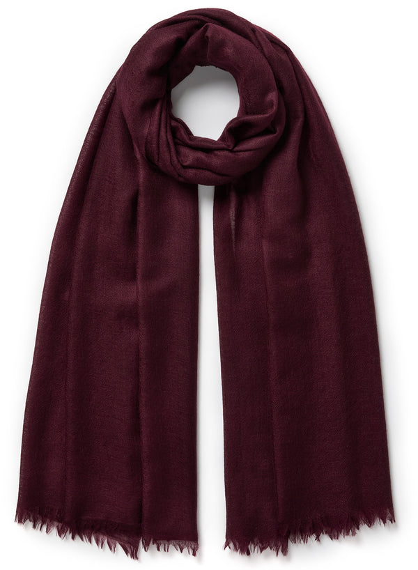 JANECARR - THE LÉGÈRE FINE CASHMERE SCARF - RAISIN - TIED