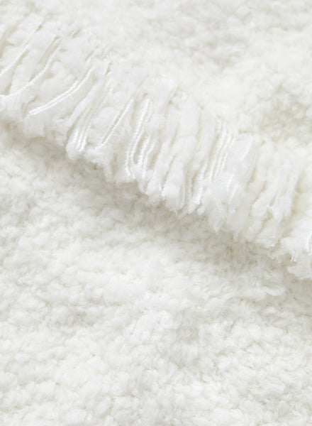 JANECARR - THE TEDDY CASHMERE AND WOOL SCARF - CHALK - DETAIL