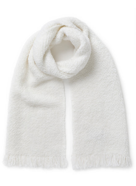 JANECARR - THE TEDDY CASHMERE AND WOOL SCARF - CHALK - TIED