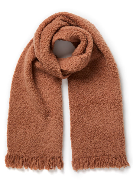 JANECARR - THE TEDDY CASHMERE BLEND SCARF - MOCHA - TIED