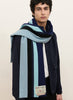 THE SCHOOL SCARF - Pilot blue and black striped wool scarf - male model