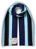 THE SCHOOL SCARF - Pilot blue and black striped wool scarf - tied