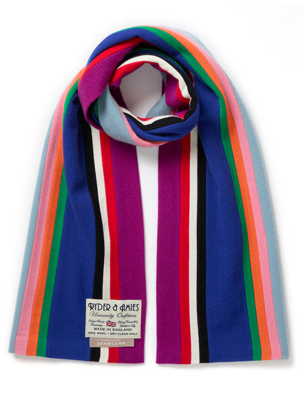 THE SCHOOL SCARF - Somewhere multicolour striped wool scarf - tied