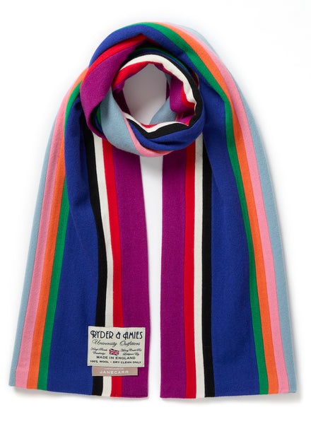 THE SCHOOL SCARF - Somewhere multicolour striped wool scarf - tied