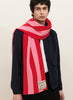 THE SCHOOL SCARF - Cherryade pink and red striped wool scarf - model