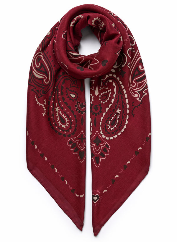 JANECARR 260304-1129 – The Classic Bandana Square – Modal – Cashmere – Col. Petunia - Tied