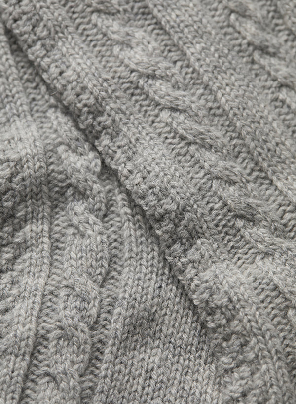 JANECARR 260306-0822 – Cable Knit Lounge Socks – Cashmere – Col. Mist - Detail