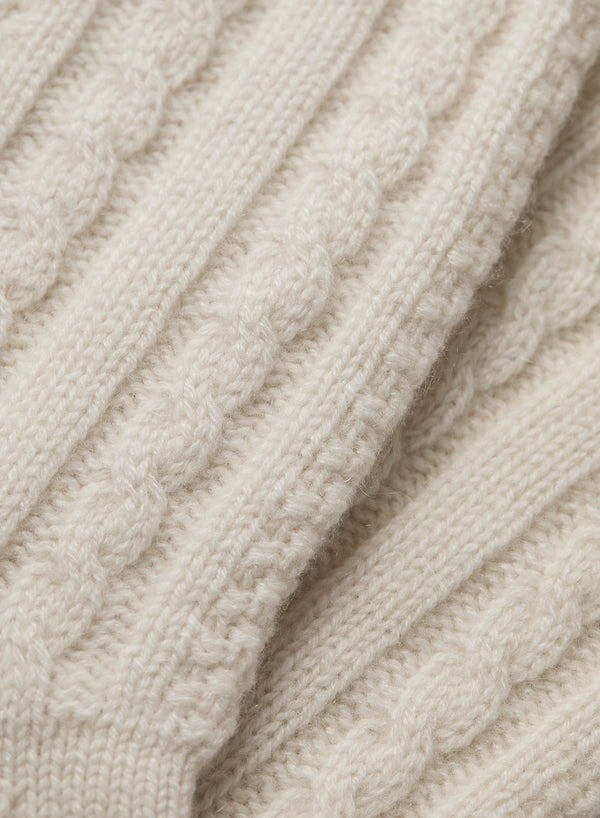 JANECARR 260306-0848 – Cable Knit Lounge Socks – Cashmere – Col. White - Detail