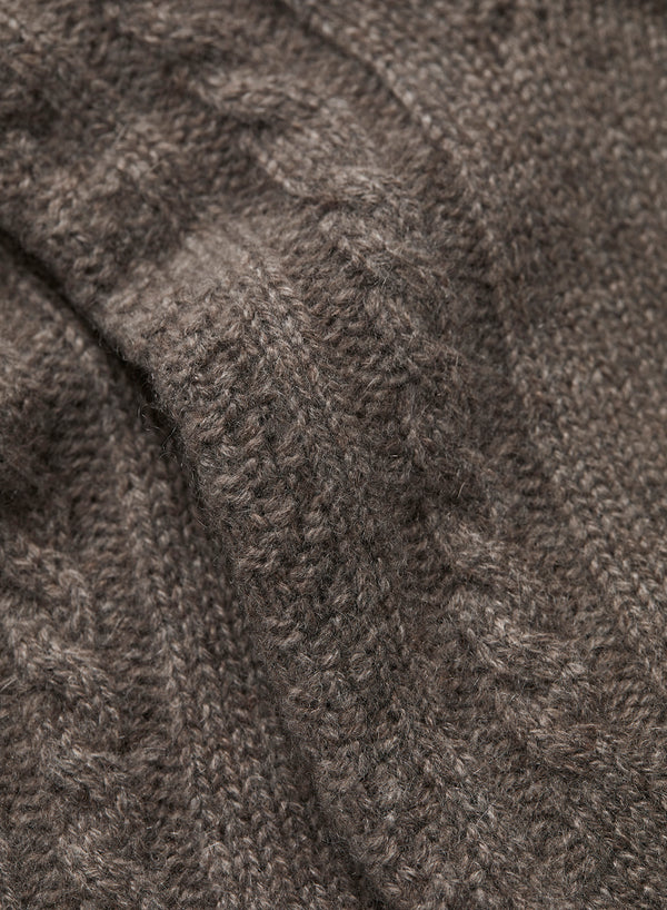 JANECARR 260306-0849 – Cable Knit Lounge Socks – Cashmere – Col. Wood - Detail