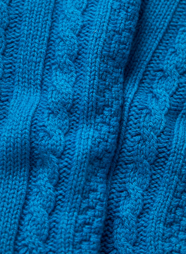 JANECARR 260306-0864 – Cable Knit Lounge Socks – Cashmere – Col. Turquoise - Detail