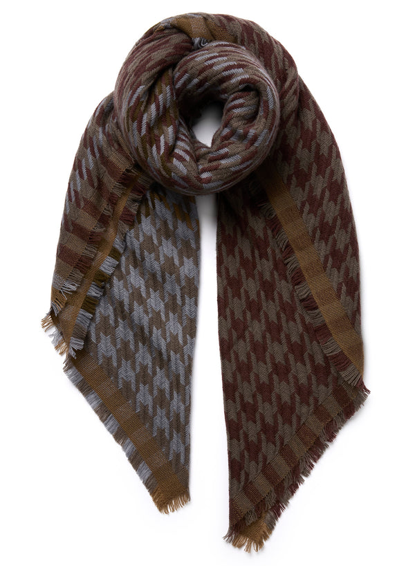 JANECARR 260319-6124 – The Houndstooth Square – Wool – Cashmere – Col. Mole - Tied