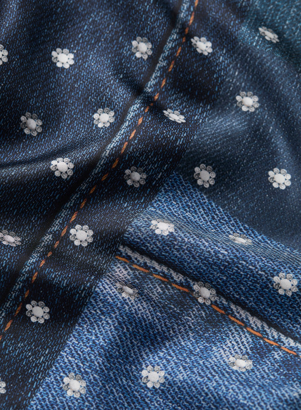 JANECARR 260334-0250 – The Diamond Denim Petit Foulard – Silk – Col. Astral - Detail