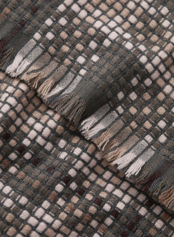JANECARR 260373-6124 – The Plaid Scarf – Wool – Cashmere – Col. Mole - Detail