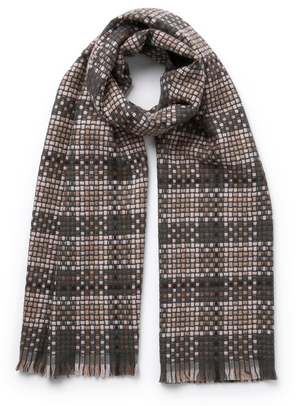 JANECARR 260373-6124 – The Plaid Scarf – Wool – Cashmere – Col. Mole - Tied