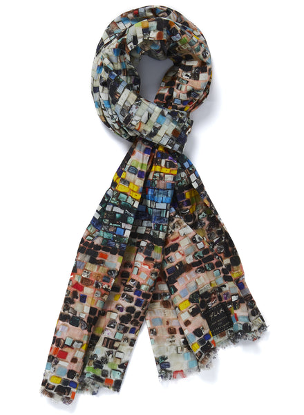 JANECARR X JACK WHITTEN THE QUANTUM WALL CRINKLE STOLE - Printed cotton silk scarf - Tied