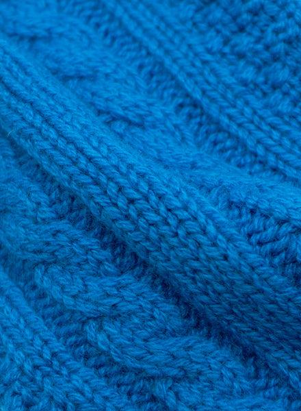 JANECARR - Set Of Two Men’s Cable  Cashmere Socks, Navy And Turquoise - Turquoise Detail 