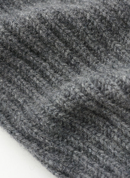 JANECARR - Set Of Two Women’s Ribbed Cashmere Socks, Charcoal And Grey - Grey Detail
