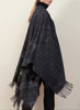 THE HOBO REVERSIBLE CAPE - Dark blue printed wool cape