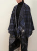 THE HOBO REVERSIBLE CAPE - Dark blue printed wool cape