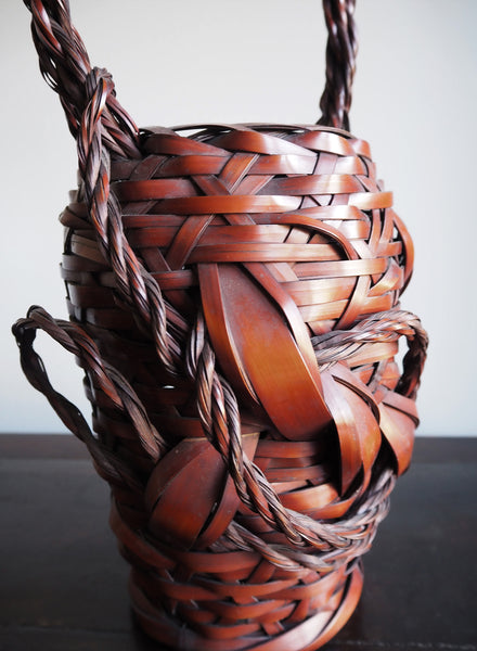 JAPANESE ANTIQUE BAMBOO IKEBANA BASKET - Detail 