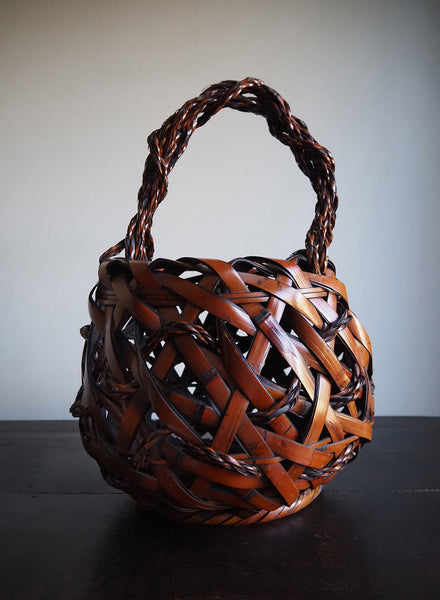 JAPANESE HANDWOVEN ANTIQUE BAMBOO BASKET - Lead Image
