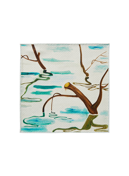 JANECARR X ZHANG ENLI POND POCKET SQUARE - Printed silk pocket square - flat