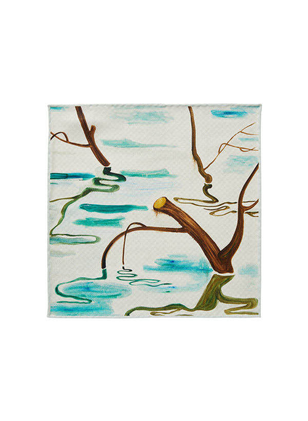 JANECARR X ZHANG ENLI POND POCKET SQUARE - Printed silk pocket square - flat