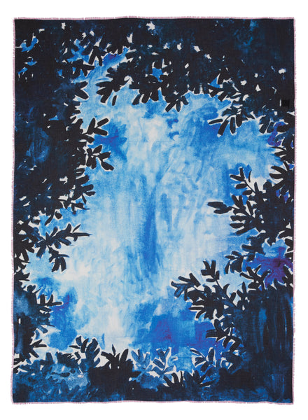 JANECARR X ZHANG ENLI BLUE TREE WRAP - Printed modal cashmere scarf - Wrap