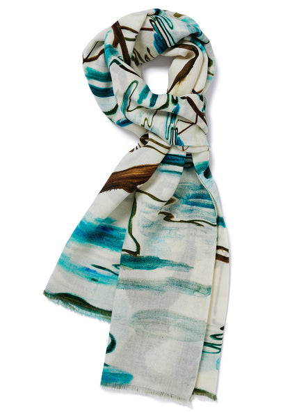 JANECARR X ZHANG ENLI POND SCARF - Printed cotton and silk scarf - tied