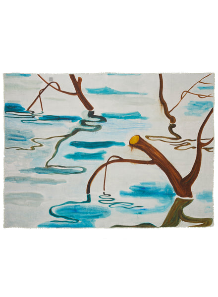 JANECARR X ZHANG ENLI POND WRAP - Printed modal cashmere scarf - flat