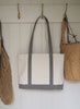 THE SAG HARBOR TOTE - Medium Bespoke Zipped Cotton Canvas Tote - Natural and Grey - 5