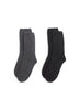 JANECARR - Set Of Two Women’s Ribbed Cashmere Socks, Charcoal And Grey - Two Pairs