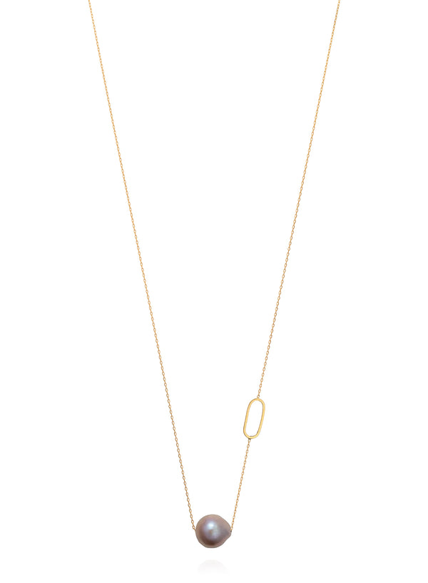 Linked with Love Long Necklace With Pink Baroque Pearl - detail