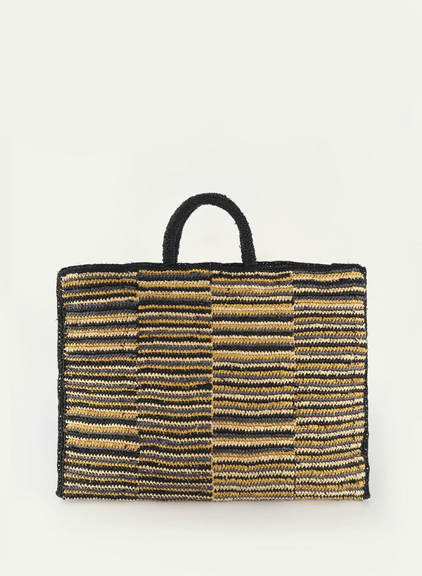 MALINA BAG - Black, natural, grey and primrose - Front