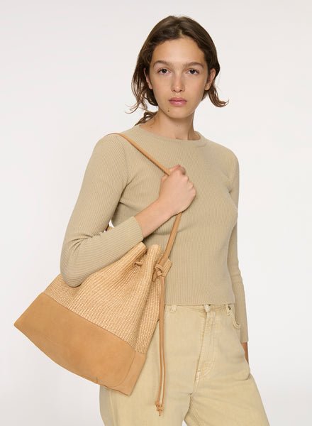 MANSUR GAVRIEL - Drawstring Raffia Cabas - Natural - Model