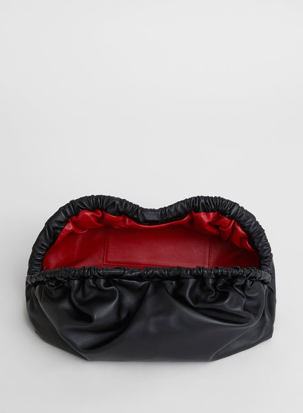 MANSUR GAVRIEL - Oversized Cloud Clutch - Black / Flamma - Open
