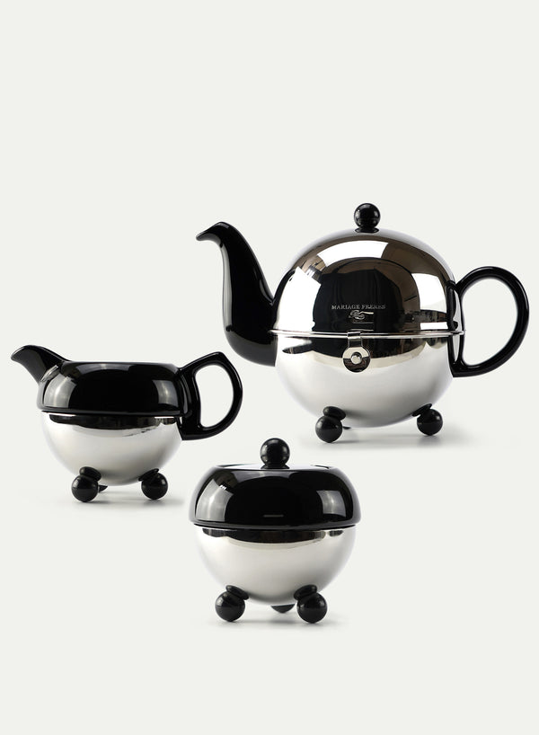 MARIAGE FRÈRES - Art Deco Teapot Creamer and Sugar Bowl - 0.9L - Black