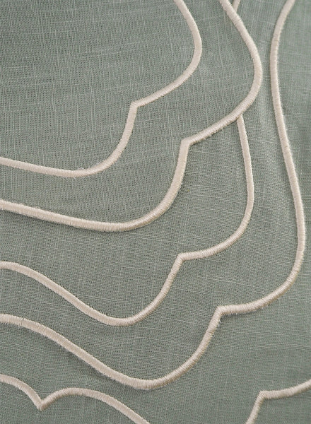 MARIAIDA - Set of Four Brisa Green Linen Placemats - Detail