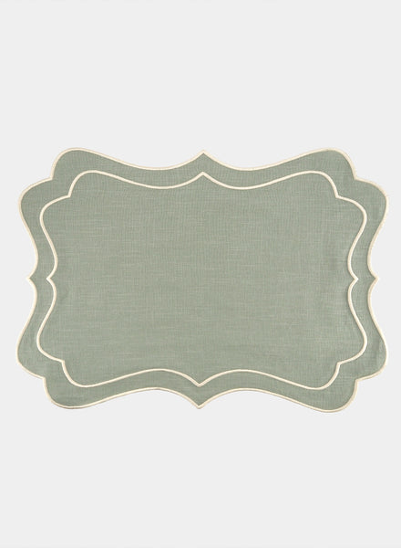 MARIAIDA - Set of Four Brisa Green Linen Placemats - Placemat