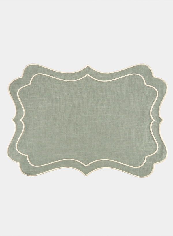 MARIAIDA - Set of Four Brisa Green Linen Placemats - Placemat
