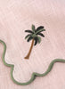 MARIAIDA - Set of Four Ondulado Light Pink Cactus and Palm Tree Linen Napkins - Palm Tree - Detail