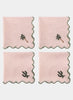 MARIAIDA - Set of Four Ondulado Light Pink Cactus and Palm Tree Linen Napkins - Set