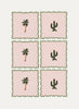 MARIAIDA - Set of Six Ondulado Light Pink Cactus Palm Tree and Cocktail Napkins - Set