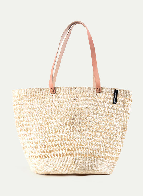 MIFUKO – Kiondo Natural Open Weave Basket Bag - Front