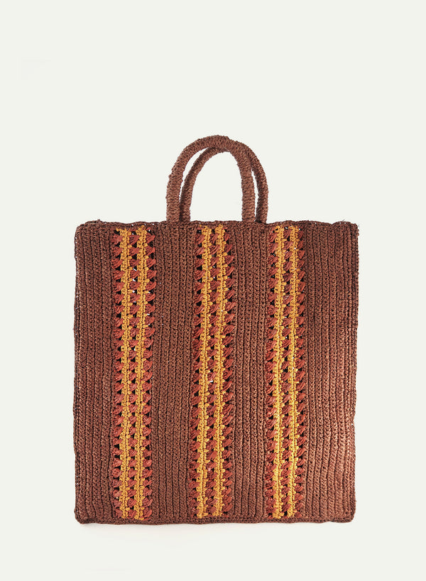 MILENO TOTE - Marron, rust and ochre - Front